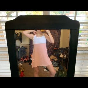 Pink checkered dress with daisys
